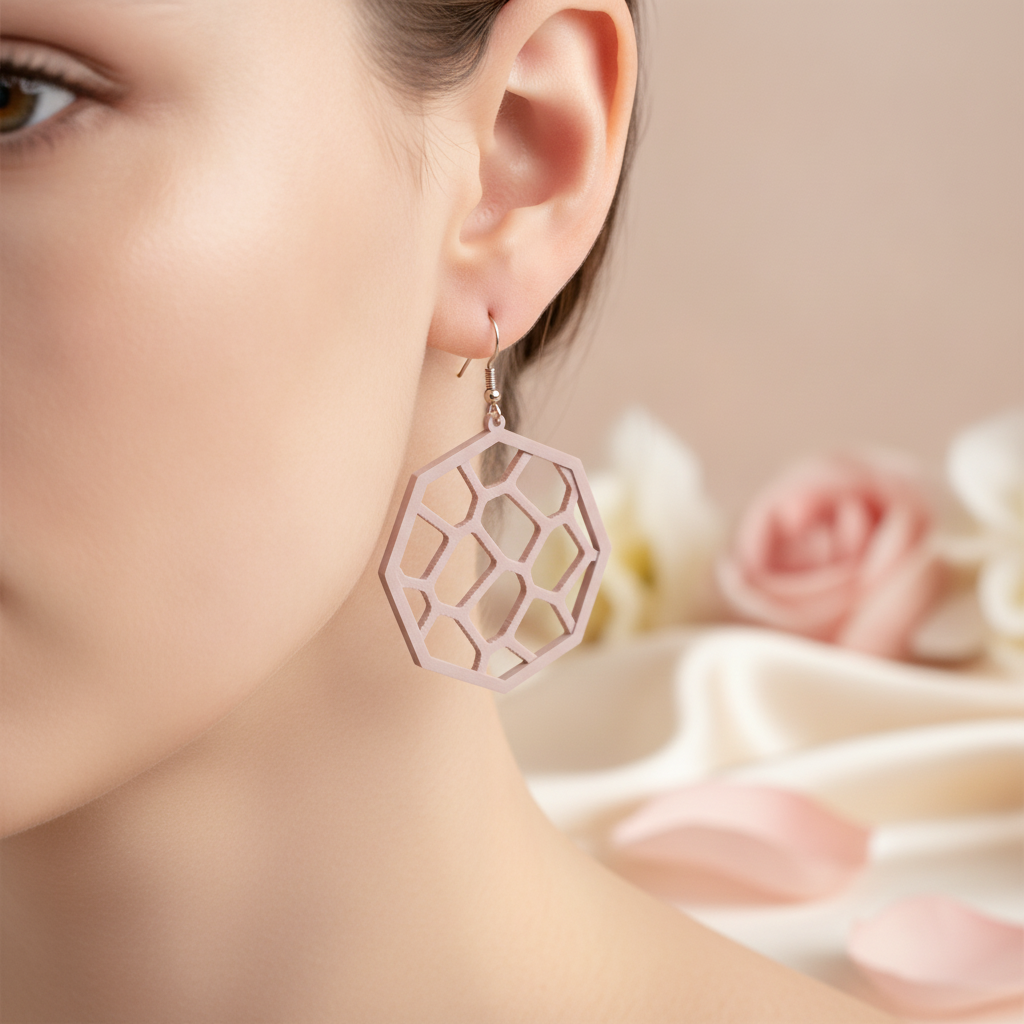 Prim-plan al cerceilor Hexa Voronoi, accent pe textura și profilul subțire