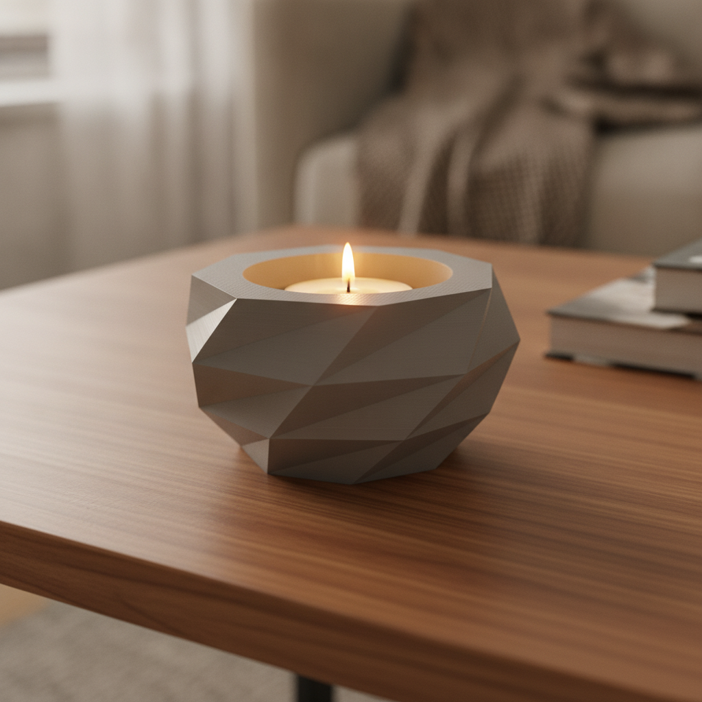 Prim-plan cu textura geometrică a suportului pentru lumânare Low Poly