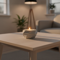 Suport pentru lumânare Low Poly cu tealight pe măsuță de cafea într-un living modern